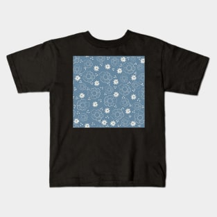 Botanical Blue and White Pattern Kids T-Shirt